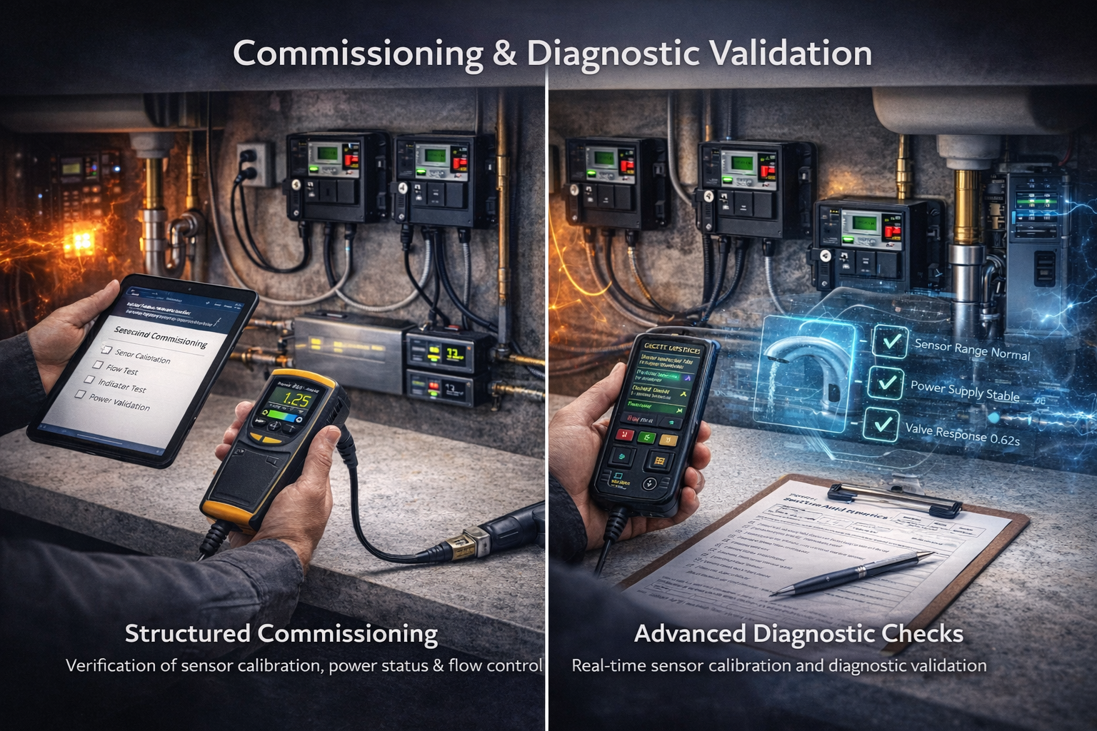 Advanced diagnostic validation of touchless faucet systems